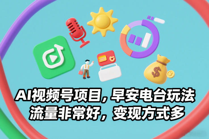 AI视频号项目，早安电台玩法，流量非常好，变现方式多-悟思笔记，一个低调的学习营。