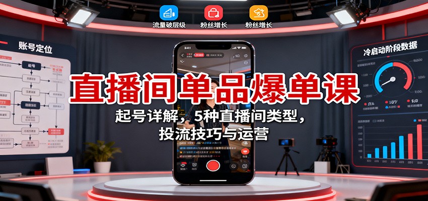 直播间单品爆单课：起号详解，5种直播间类型，投流技巧与运营-悟思笔记，一个低调的学习营。
