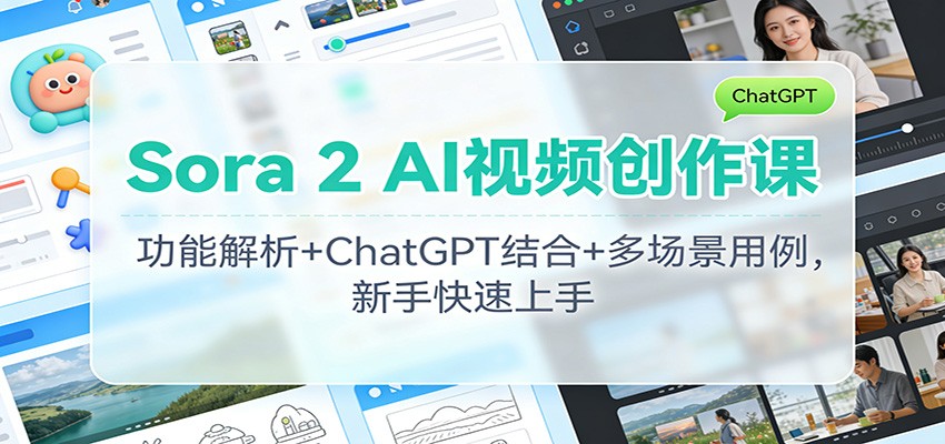 Sora 2 AI视频创作课：功能解析+ChatGPT结合+多场景用例，新手快速上手-悟思笔记，一个低调的学习营。