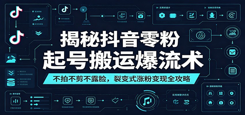 揭秘抖音零粉起号搬运爆流术：不拍不剪不露脸，裂变式涨粉变现全攻略-悟思笔记，一个低调的学习营。