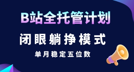 【B站全托管计划】闭眼躺挣模式，单月稳定五位数【揭秘】-悟思笔记，一个低调的学习营。