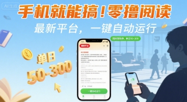 手机就能搞！零撸阅读挂G，最新平台，一键自动运行，随时随地挣，单日50-3张+【揭秘】-悟思笔记，一个低调的学习营。