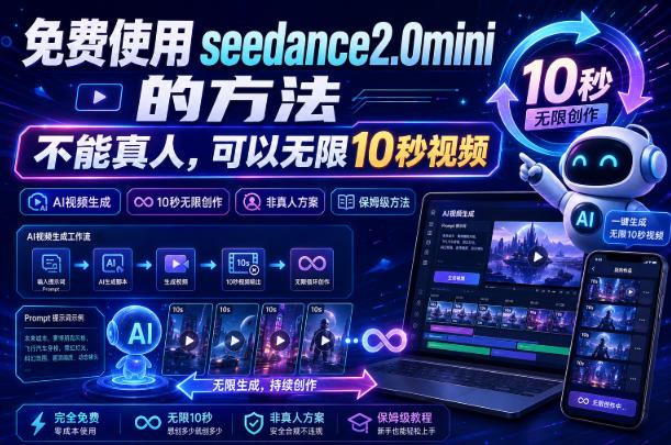 免费使用seedance2.0mini的方法，不能真人，可以无限10秒视频，9图+3音频参考-悟思笔记，一个低调的学习营。