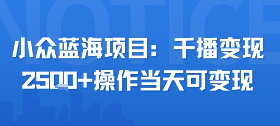 小众蓝海项目，千播变现2.5k+操作当天可变现-悟思笔记，一个低调的学习营。