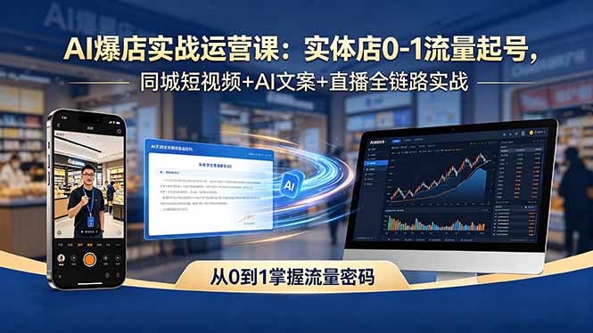 AI爆店实战运营课：实体店0-1流量起号，同城短视频+AI文案+直播全链路实战-悟思笔记，一个低调的学习营。