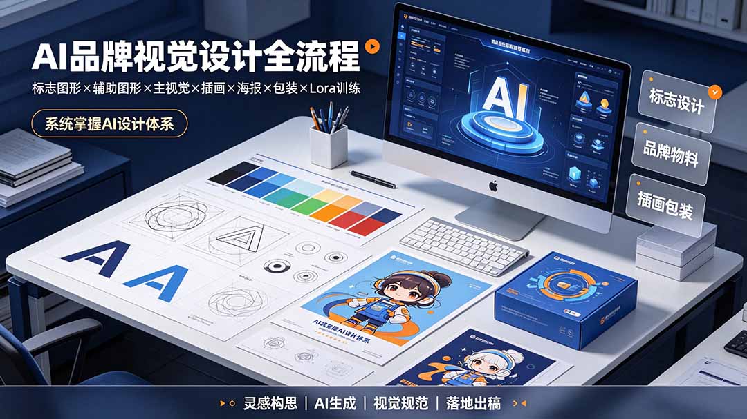 AI品牌视觉设计全流程：标志图形×辅助图形×主视觉×插画×海报×包装×Lora训练，系统掌握AI设计体系-悟思笔记，一个低调的学习营。