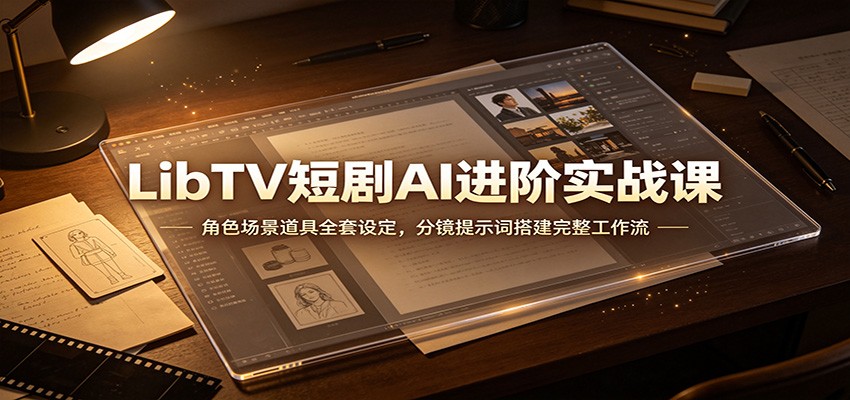 LibTV短剧AI进阶实战课：角色场景道具全套设定，分镜提示词搭建完整工作流-悟思笔记，一个低调的学习营。