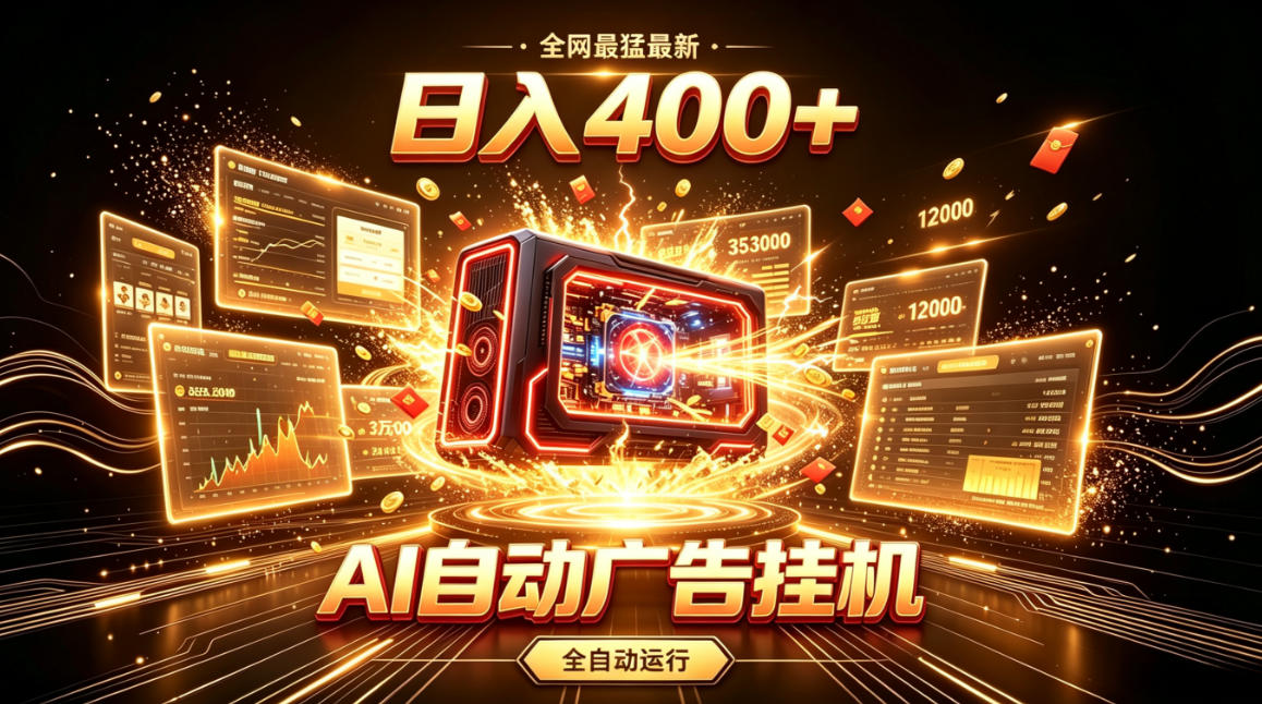 全网最猛最新的AI自动广告挂G，狠收益日入400+，真正做到躺賺式变现【揭秘】-悟思笔记，一个低调的学习营。