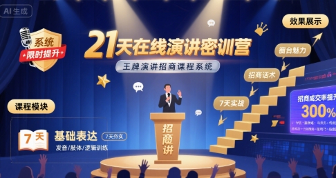 21天在线演讲密训营，王牌演讲招商课程系统-悟思笔记，一个低调的学习营。