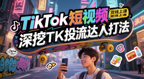 TikTok短视频带货线上课，深挖TK投流达人打法-悟思笔记，一个低调的学习营。