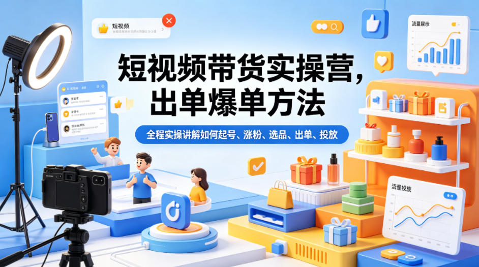 短视频带货实操营，出单爆单方法，全程实操讲解如何起号、涨粉、选品、出单、投放-悟思笔记，一个低调的学习营。