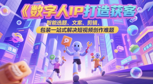 数字人IP打造获客变现实操课，智能选题、文案、剪辑、包装一站式解决短视频创作难题-悟思笔记，一个低调的学习营。