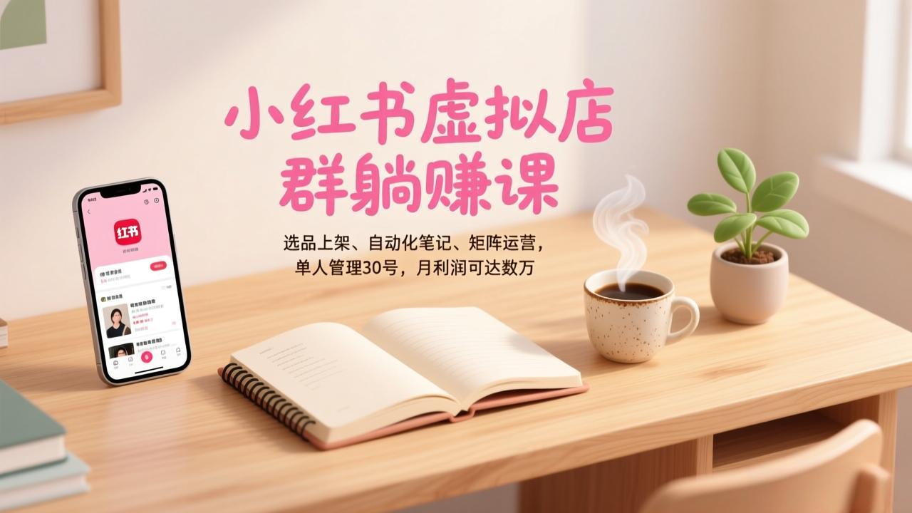 小红书虚拟店群躺赚课，选品上架、自动化笔记、矩阵运营，单人管理30号，月利润可达数万-悟思笔记，一个低调的学习营。