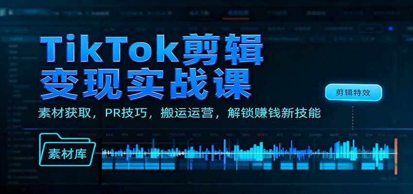 TikTok剪辑变现实战课：素材获取，PR技巧，搬运运营，解锁赚钱新技能-悟思笔记，一个低调的学习营。