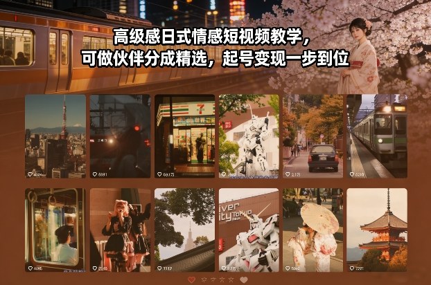 高级感日式情感短视频教学，可做伙伴分成精选，起号变现一步到位-悟思笔记，一个低调的学习营。
