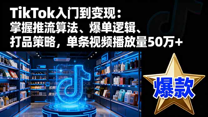 TikTok入门到变现：掌握推流算法、爆单逻辑、打品策略，单条视频播放量50w-悟思笔记，一个低调的学习营。