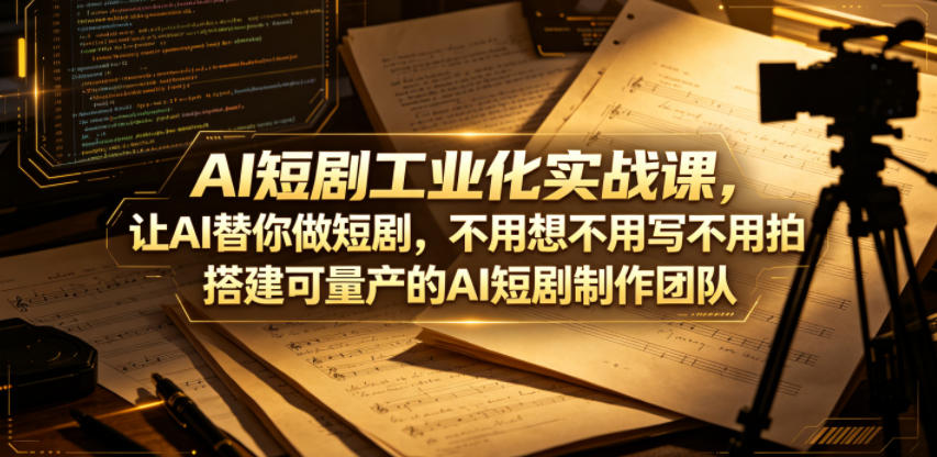 AI短剧工业化实战课，让AI替你做短剧，不用想不用写不用拍，搭建可量产的AI短剧制作团队-悟思笔记，一个低调的学习营。