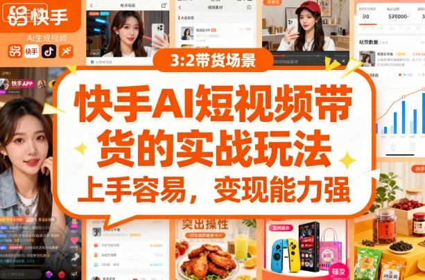 快手ai短视频带货的实战玩法，上手容易，变现能力强-悟思笔记，一个低调的学习营。