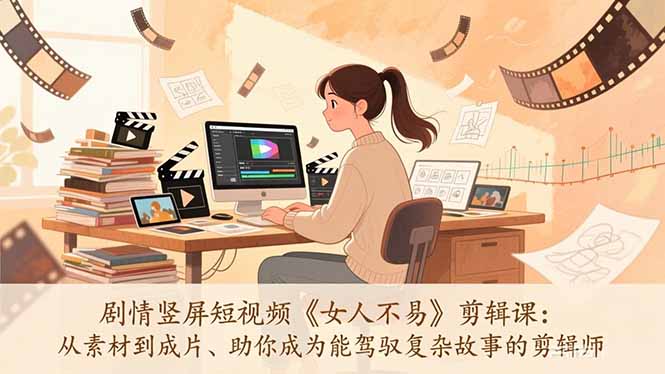 剧情竖屏短视频《女人不易》剪辑课：从素材到成片、助你成为能驾驭复杂故事的剪辑师-悟思笔记，一个低调的学习营。