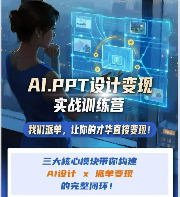 AI+PPT设计变现实战训练营，我们派单，让你的才华直接变现，三大核心模块带你构建Al设计x派单变现的完整闭环-悟思笔记，一个低调的学习营。