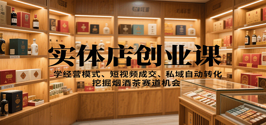 实体店创业课：学经营模式、短视频成交、私域自动转化，挖掘烟酒茶赛道机会-悟思笔记，一个低调的学习营。