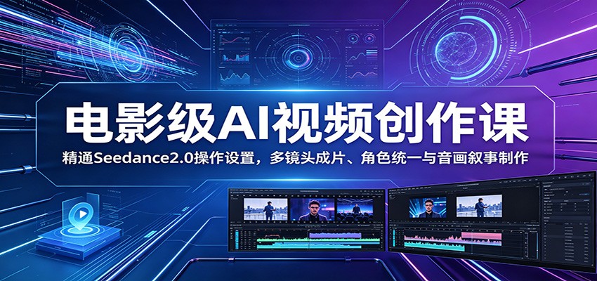 电影级AI视频创作课：精通Seedance2.0操作设置，多镜头成片、角色统一与音画叙事制作-悟思笔记，一个低调的学习营。