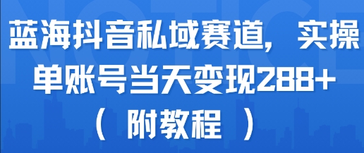 蓝海抖音私域赛道，实操单账号当天变现288+(附教程)-悟思笔记，一个低调的学习营。