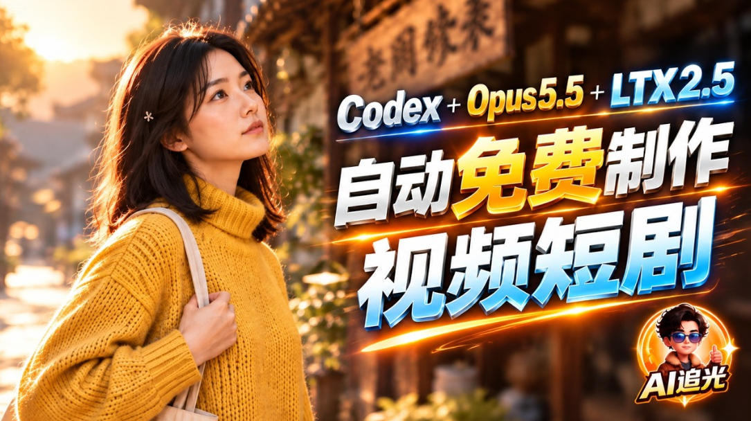 【无水印】Codex出图+免费LTX-2.5生成视频，Claude Opus 5.5全自动剪出1分钟情感短剧《停了的表》-悟思笔记，一个低调的学习营。