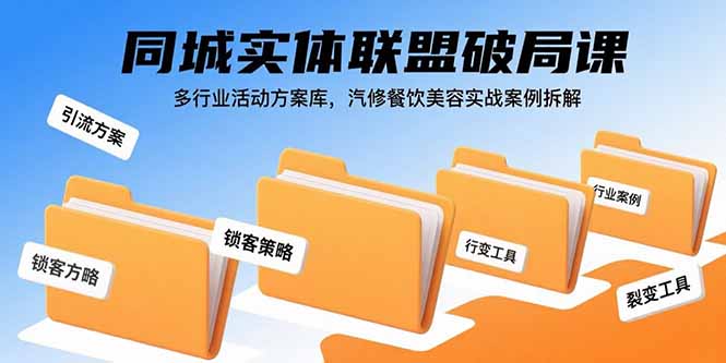 同城实体联盟破局课，多行业活动方案库，汽修餐饮美容实战案例拆解-悟思笔记，一个低调的学习营。