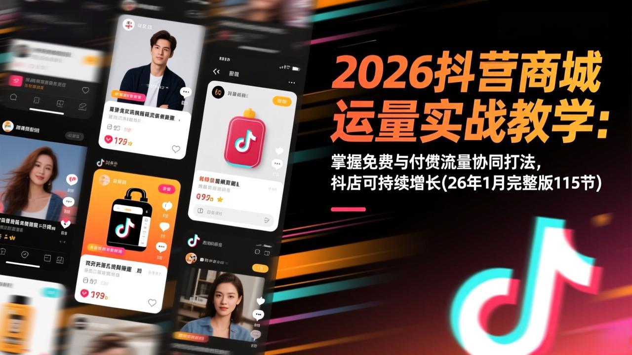 2026抖音商城运营实战教学：掌握免费与付费流量协同打法，抖店可持续增长(26年1月完整版115节-悟思笔记，一个低调的学习营。