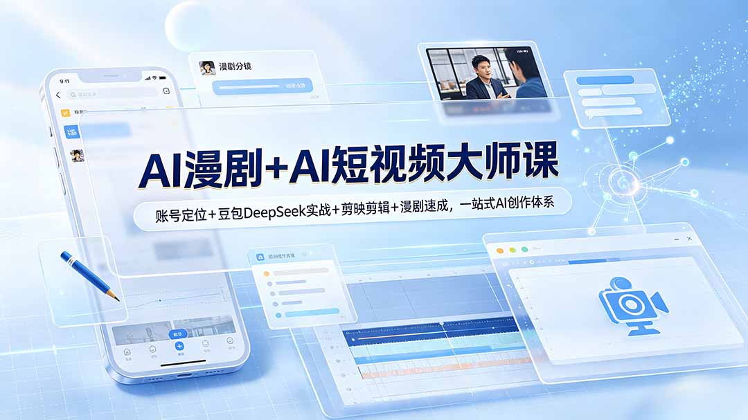 AI漫剧+AI短视频大师课：账号定位+豆包DeepSeek实战+剪映剪辑+漫剧速成，一站式AI创作体系-悟思笔记，一个低调的学习营。