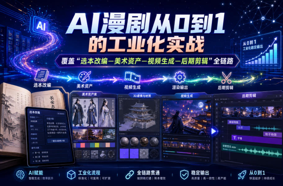 AI漫剧从0到1的工业化实战，覆盖“选本改编—美术资产—视频生成—后期剪辑”全链路(更新6月)-悟思笔记，一个低调的学习营。