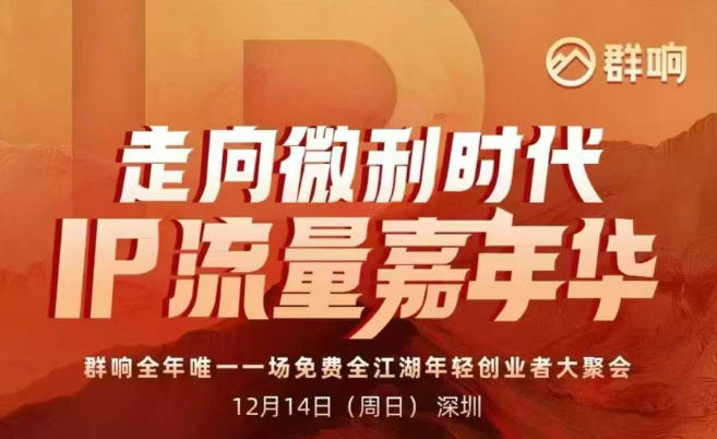 2025ip嘉年华万人12月14深圳线下课，走向微利时代，IP流量嘉年华，实操性极强的商业干货课-悟思笔记，一个低调的学习营。