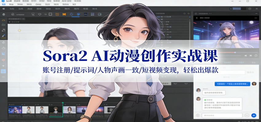 Sora2 AI动漫创作实战课：账号注册/提示词/人物声画一致/短视频变现，轻松出爆款-悟思笔记，一个低调的学习营。