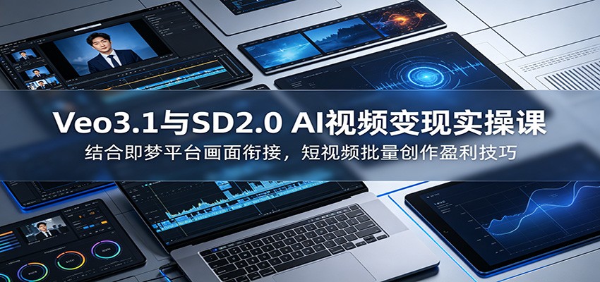 Veo3.1与SD2.0 AI视频变现实操课课：结合即梦平台画面衔接，短视频批量创作盈利技巧-悟思笔记，一个低调的学习营。
