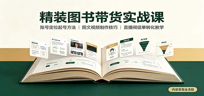精装图书带货实战课：账号定位起号方法，图文视频制作，促单转化教学-悟思笔记，一个低调的学习营。