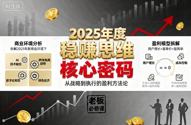 2025年度稳賺思维老板创业营，拆解2025年新商业环境下，企业实现持续盈利的核心密码-悟思笔记，一个低调的学习营。
