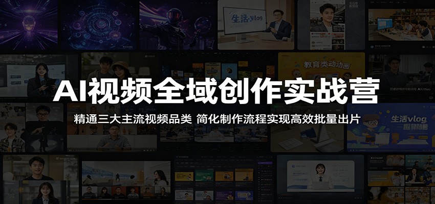 AI视频全域创作实战营：精通三大主流视频品类，简化制作流程实现高效批量出片-悟思笔记，一个低调的学习营。