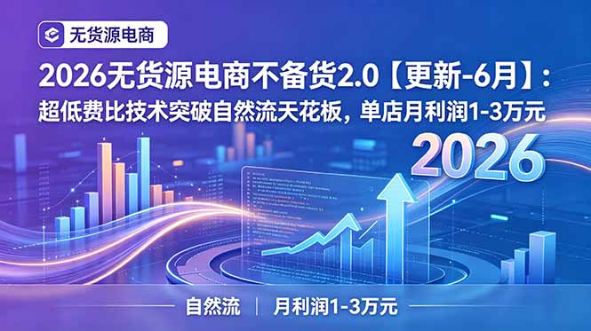 2026无货源电商不备货2.0【更新-6月】：超低费比技术突破自然流天花板，单店月利润1-3万元-悟思笔记，一个低调的学习营。