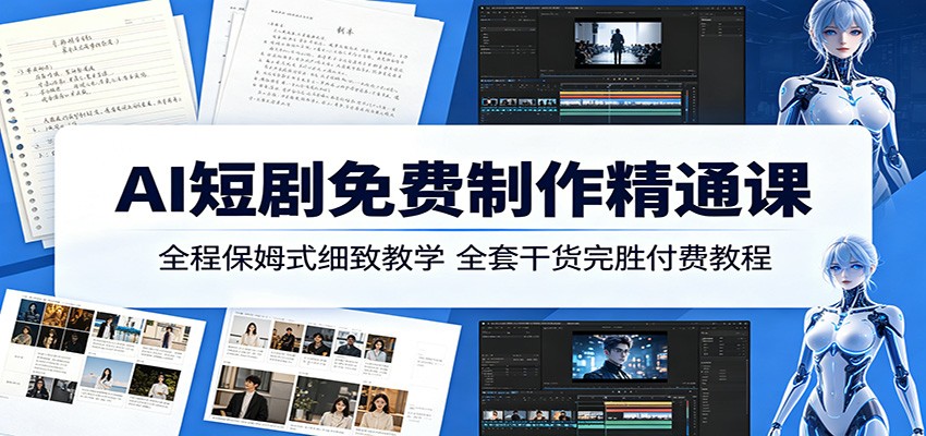 AI短剧免费制作精通课：全程保姆式细致教学，全套干货完胜付费教程-悟思笔记，一个低调的学习营。