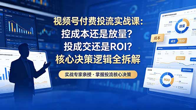 视频号付费投流实战课-5月：控成本还是放量？投成交还是ROI？核心决策逻辑全拆解-悟思笔记，一个低调的学习营。