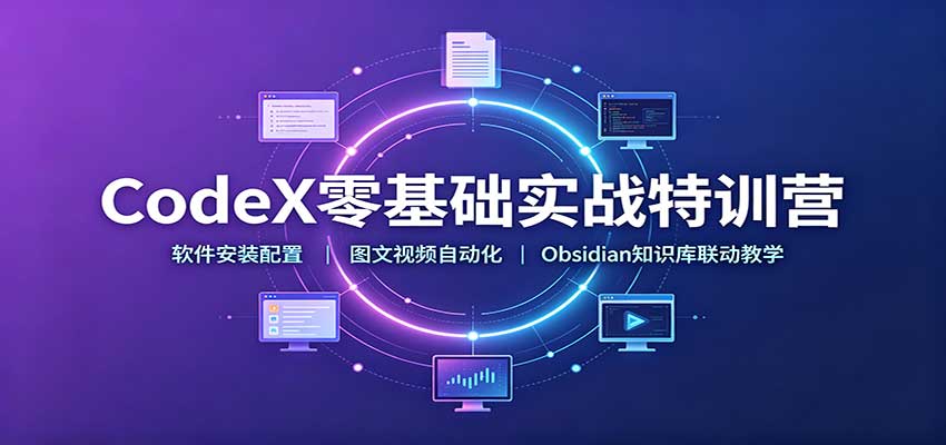 CodeX零基础实战特训营：软件安装配置，图文视频自动化，Obsidian知识库联动教学-悟思笔记，一个低调的学习营。