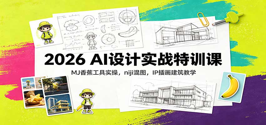 2026 AI设计实战特训课：MJ香蕉工具实操，niji混图，IP插画建筑教学-悟思笔记，一个低调的学习营。