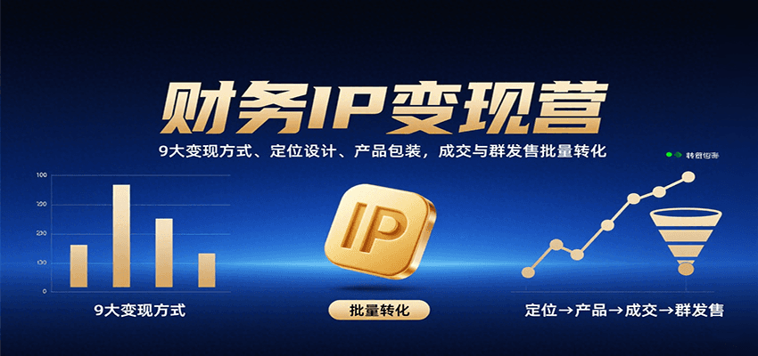 财务IP变现营：9大变现方式、定位设计、产品包装，成交与群发售批量转化-悟思笔记，一个低调的学习营。