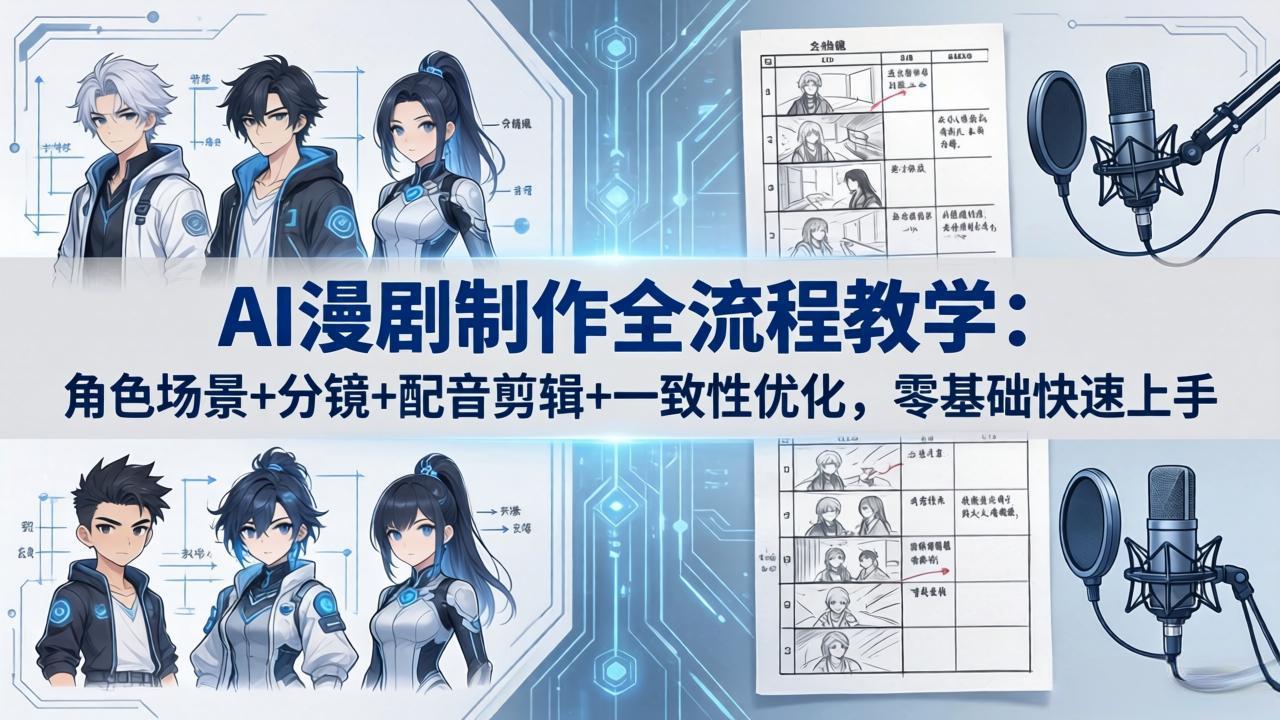 AI漫剧制作全流程教学：角色场景+分镜+配音剪辑+一致性优化，零基础快速上手-悟思笔记，一个低调的学习营。
