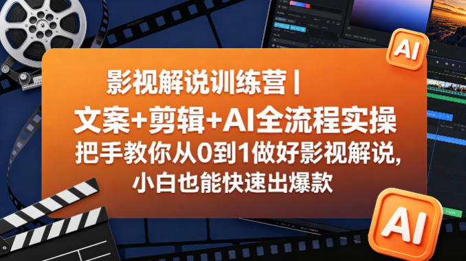 影视解说训练营｜文案+剪辑+AI全流程实操，把手教你从0到1做好影视解说，小白也能快速出爆款-悟思笔记，一个低调的学习营。