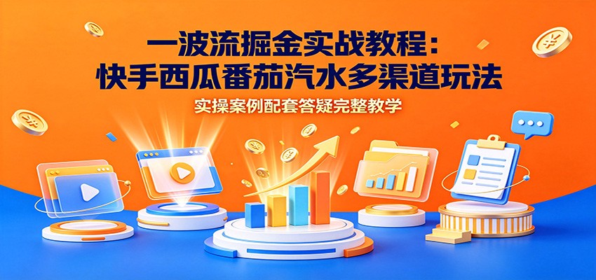 一波流掘金实战教程：快手西瓜番茄汽水多渠道玩法，实操案例配套答疑完整教学-悟思笔记，一个低调的学习营。