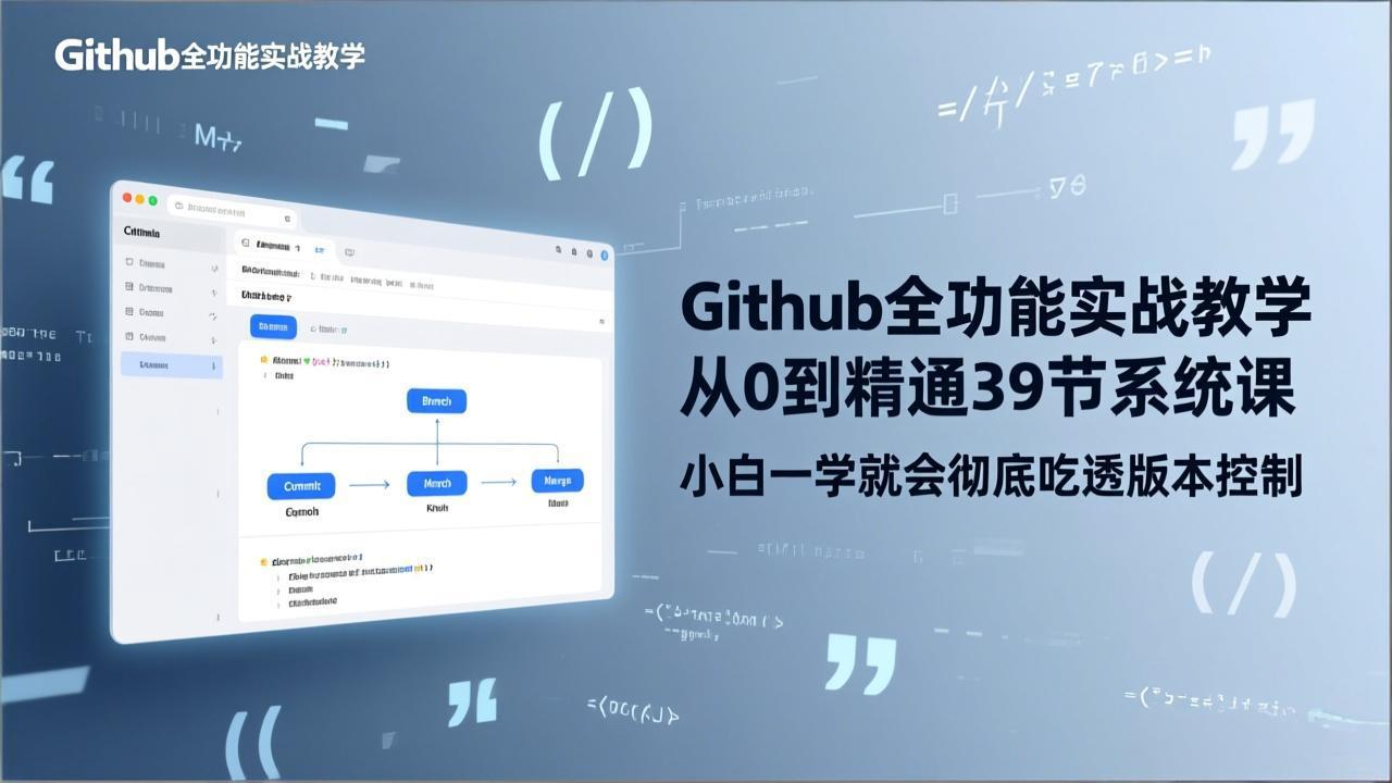 GitHub-全功能实战教学，从0到精通39节系统课，小白一学就会彻底吃透版本控制-悟思笔记，一个低调的学习营。