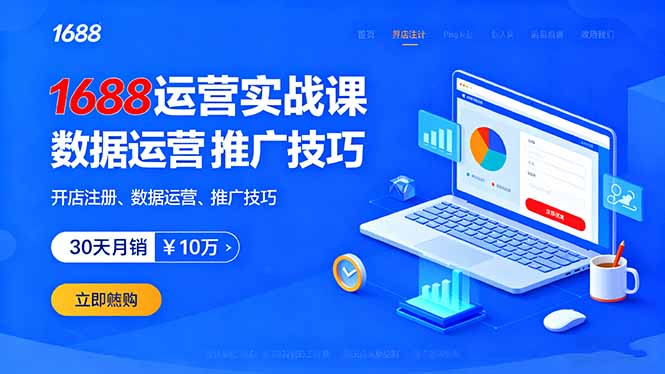 1688运营实战课：开店注册、数据运营、推广技巧，30天月销破10万+-悟思笔记，一个低调的学习营。