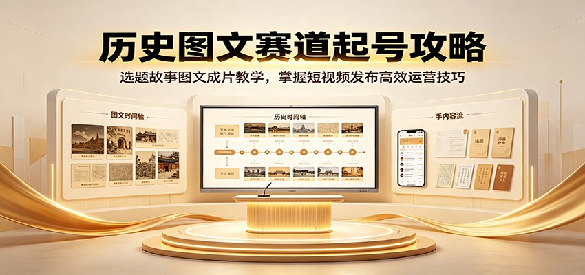 历史图文赛道起号攻略：选题故事图文成片教学，掌握短视频发布高效运营技巧-悟思笔记，一个低调的学习营。